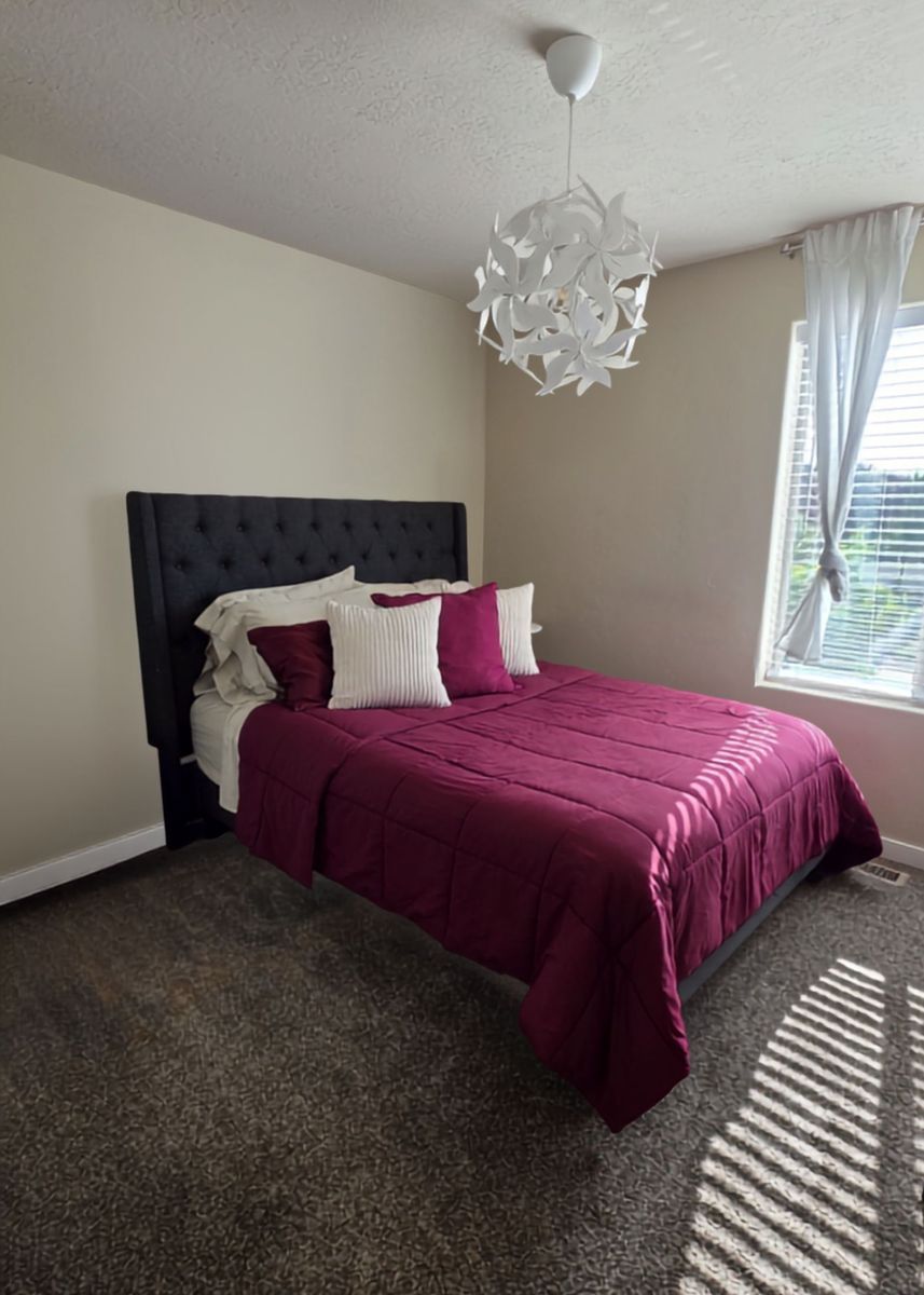 Queen Size Headboard - Dark Gray Wingback Style