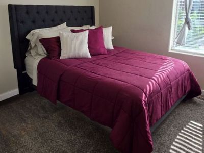Queen Size Headboard - Dark Gray Wingback Style