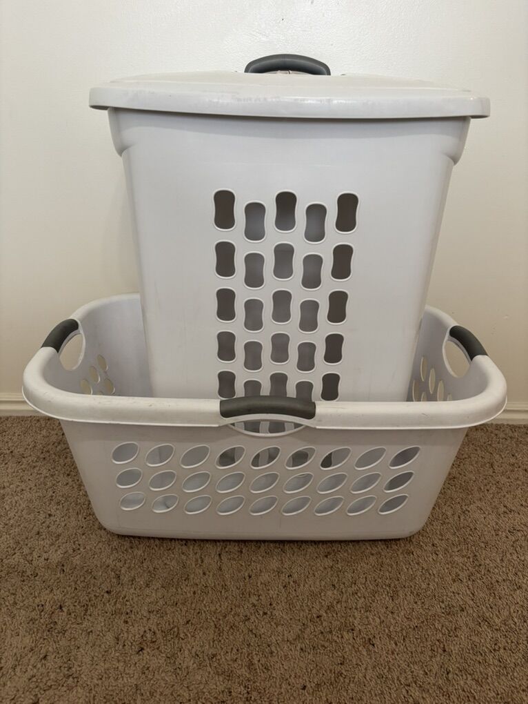 Wheeled Laundry Hamper And Basket White Large