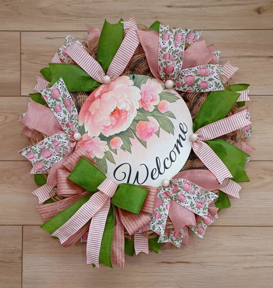 Pink Flower Welcome Wreath