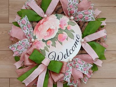 Pink Flower Welcome Wreath