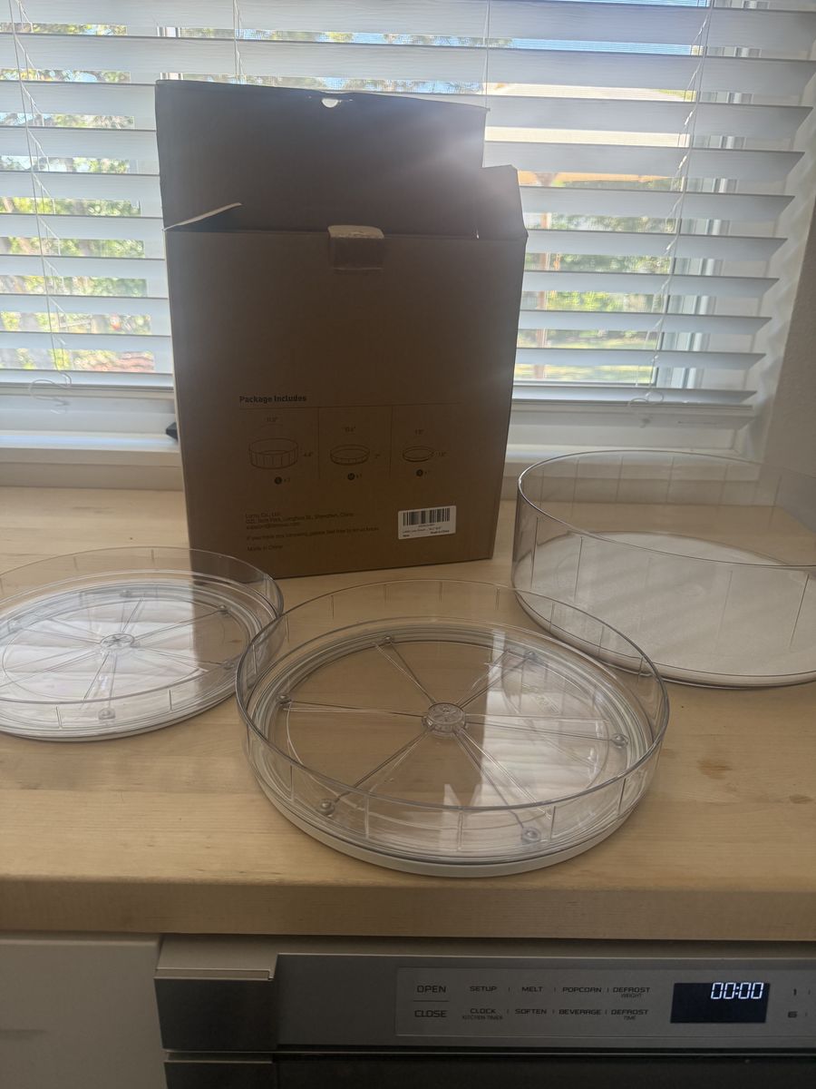LAMUUS Lazy Susan Organizer Set - 3-Pack Clear Spinning Turntables for Pantry, Fridge, Cabinet