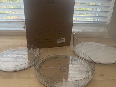 LAMUUS Lazy Susan Organizer Set - 3-Pack Clear Spinning Turntables for Pantry, Fridge, Cabinet
