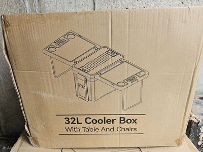 32L Cooler Box with Table and Chairs for Camping, Picnics, Outdoor Events