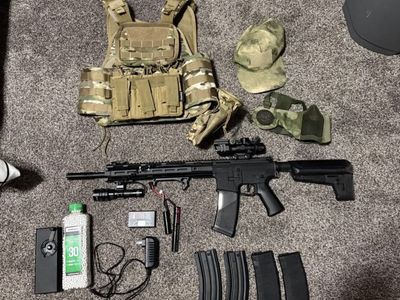 KRYTAC Trident MK-II CRB Airsoft Rifle with Accessories - Tan Vest, Mags, Ammo & Charger