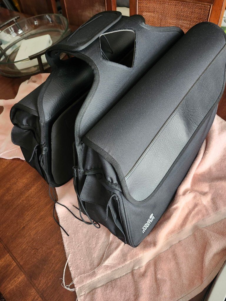 Tour Master Black Motorcycle Saddlebags - Used, Durable Storage