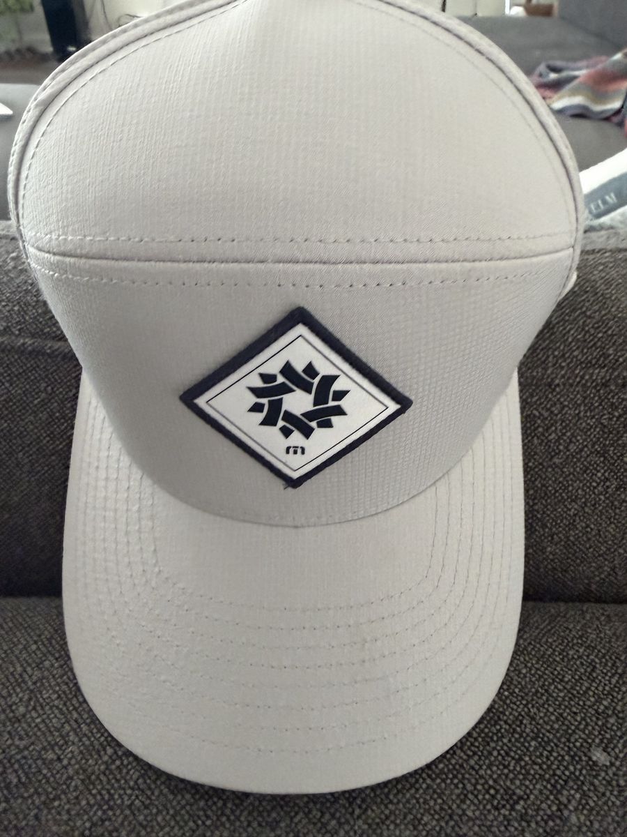 TravisMathew The Ledges Golf Course Light Grey Flexfit 110 Snapback Hat with Diamond Patch
