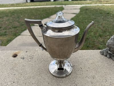 Vintage Mid-Century Silver Plate Electric Coffee Percolator Pot with Glass Top