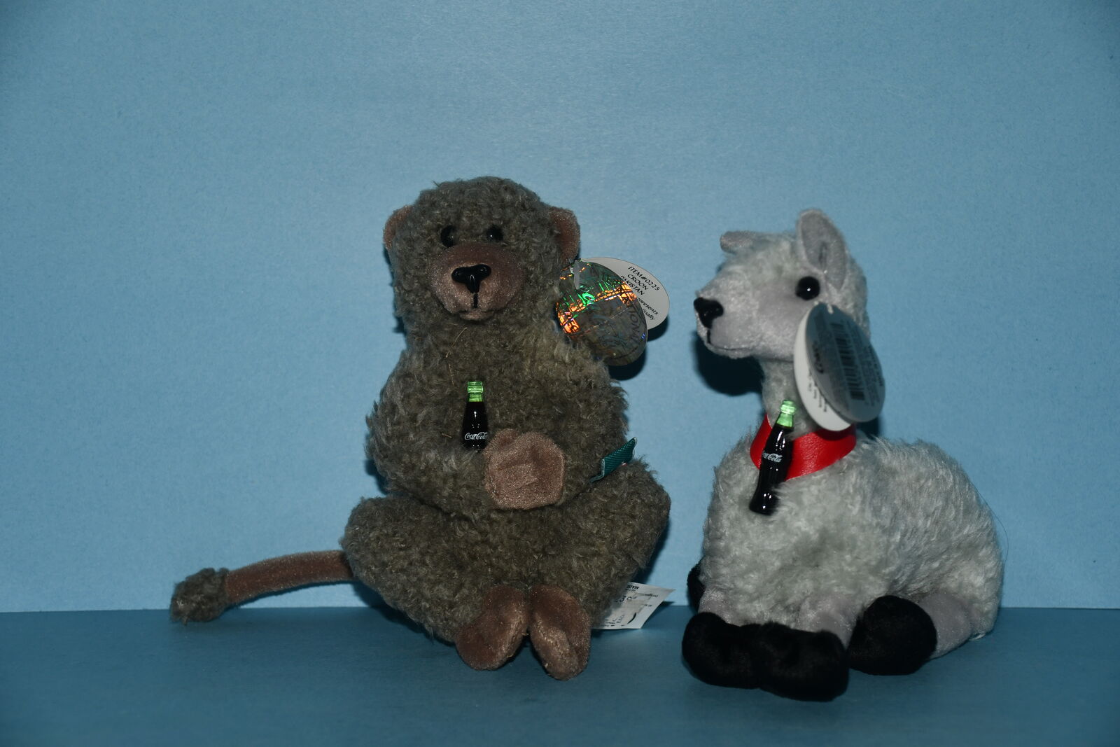 2 VINTAGE 1999 "COCA COLA" BEAN BAG STUFFED PLUSH ANIMALS ~ TAGS ~ CLEAN!