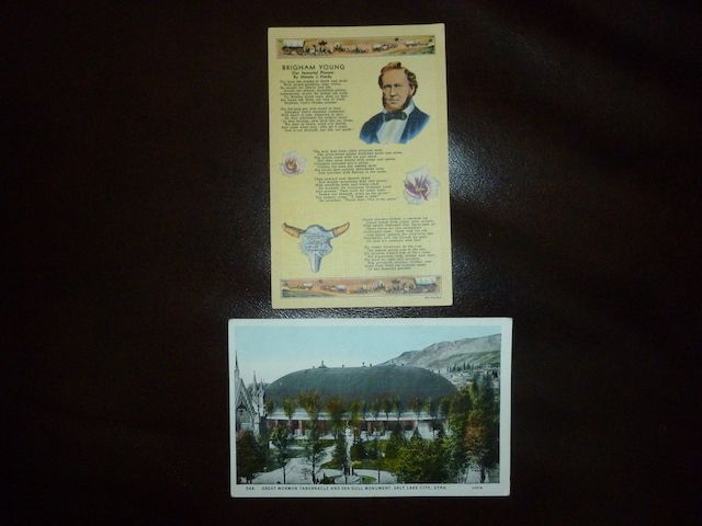 Collectable Brigham Young and the Tabernacle and Sea Gull Monument Postcards