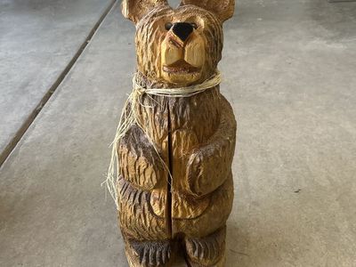 Chainsaw Carved Wooden Bear Statue - Unique Home Decor 25” tall