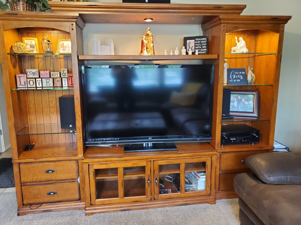 Solid Wood Adjustable Entertainment Center 