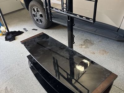 Glass tv entertainment stand and mount. Super nice