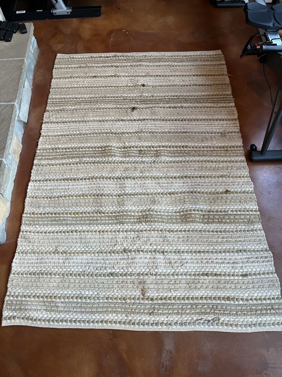 ALTAIR CHINDI Hand-Woven Olive Gray 5'x7' Area Rug - 80% Cotton Blend