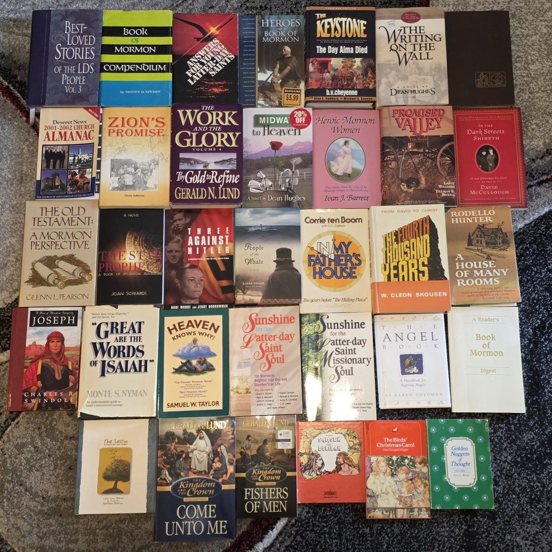 HUGE (34) book lot of religous and LDS books
