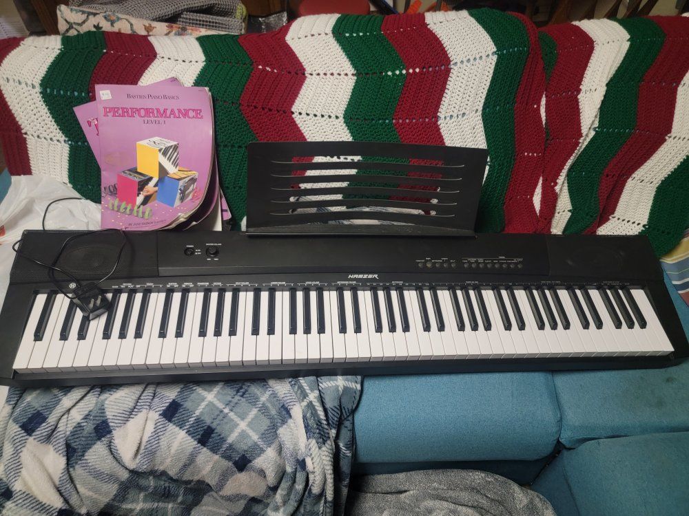 HAWZIER 88-Key Digital Piano Keyboard with Stand and Pedal - Excellent Condition