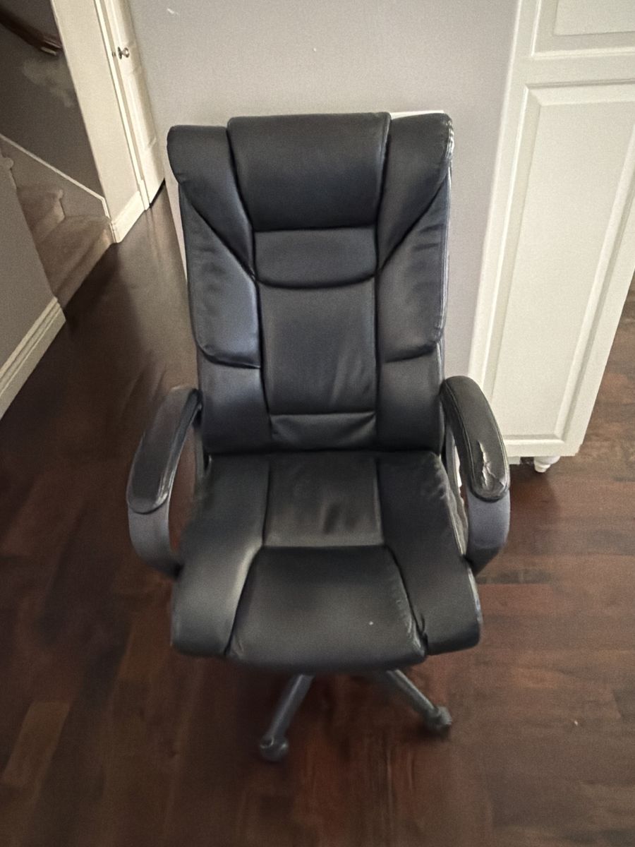 Black Faux Leather High-Back Executive Office Chair with Armrests