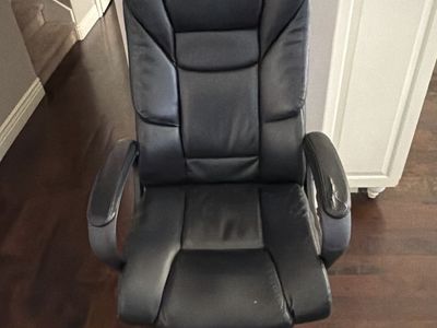 Black Faux Leather High-Back Executive Office Chair with Armrests