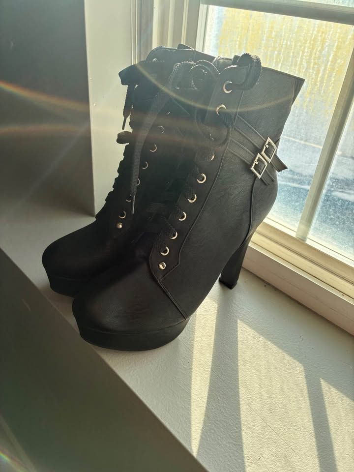 High Heel Combat Boots Women Size 8