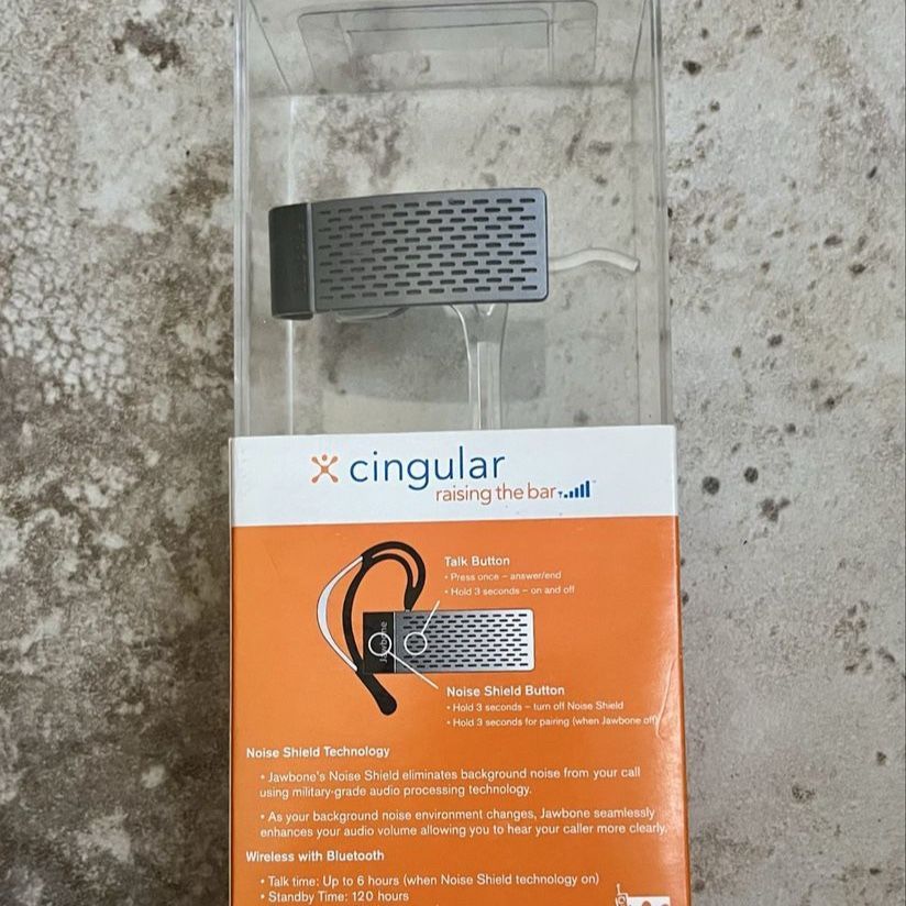Cingular Jawbone Bluetooth Headset Noise Shield Technology 6 Hrs Talk Time Gray/Black