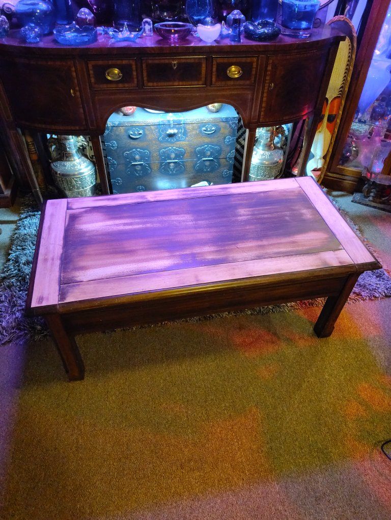 Like-New 48" Solid Wood Coffee Table w/ Sliding Top & Hidden Storage