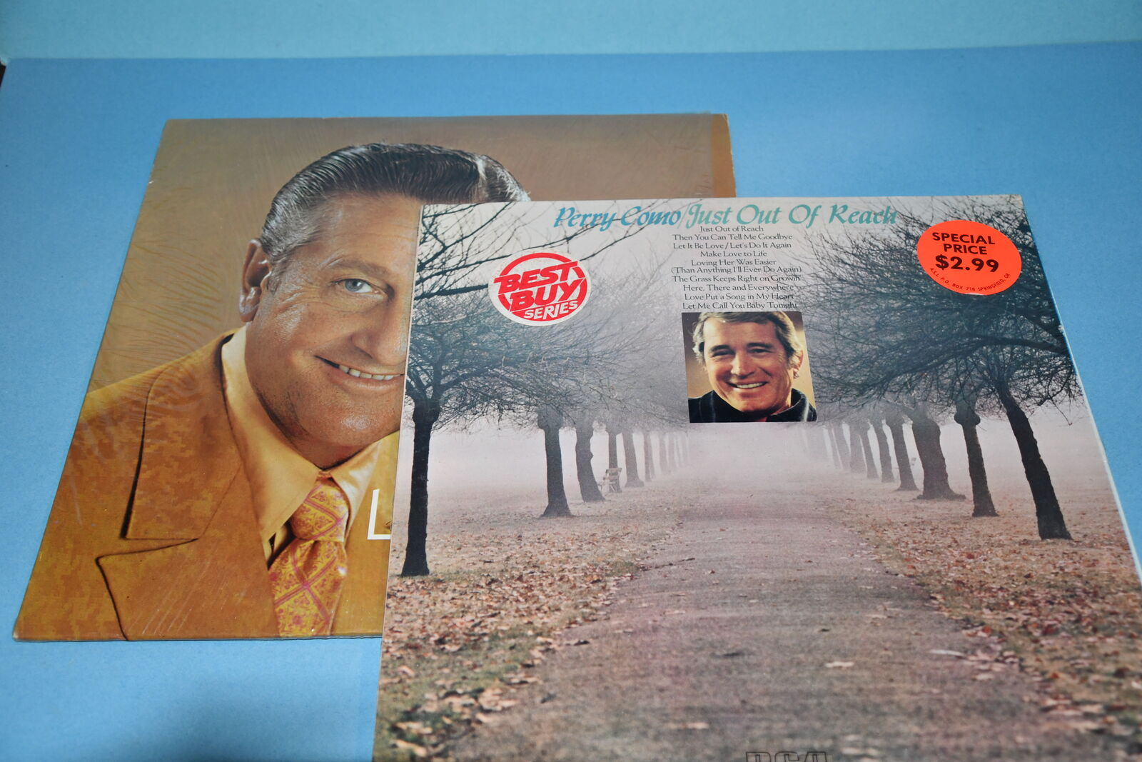 2 VINTAGE VINYL RECORDS ~ PERRY COMO "JUST OUT OF REACH" (SEALED) & THE VERY BEST OF LAWRENCE WELK