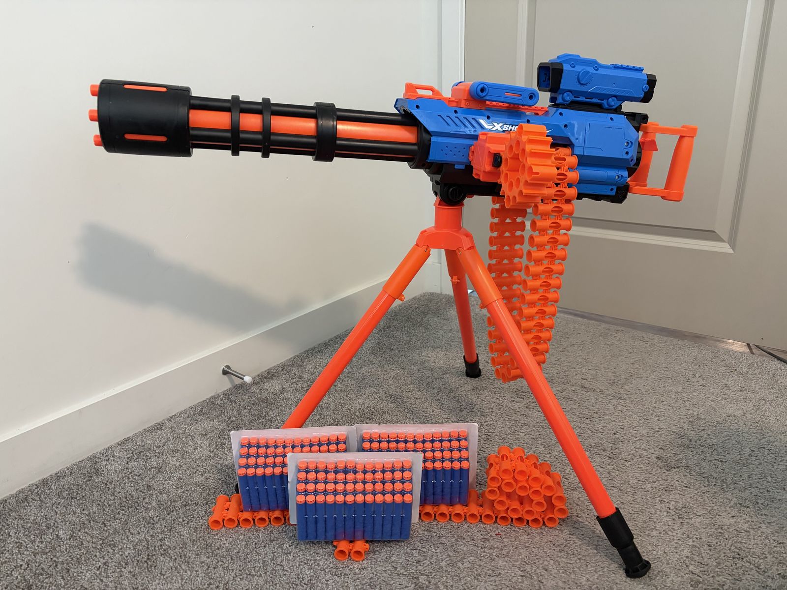 X-Shot Insanity Mad Fuel Blaster with Tripod, Belt, and Darts