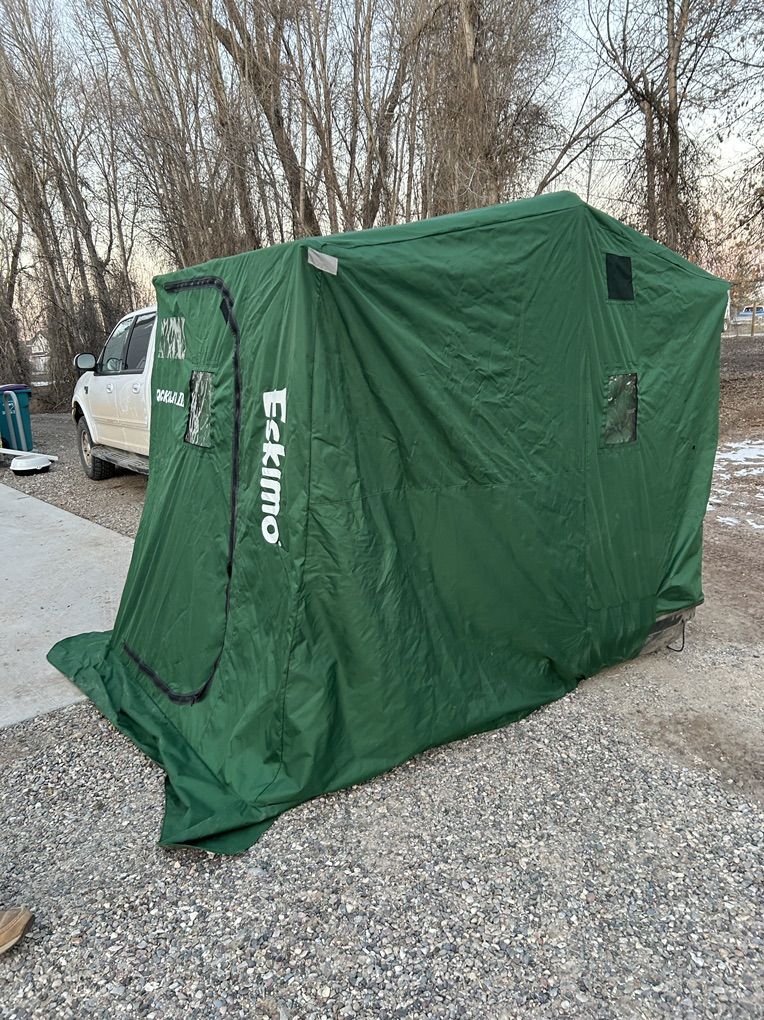 Ice Fishing Tent With Folding Bench And Sled