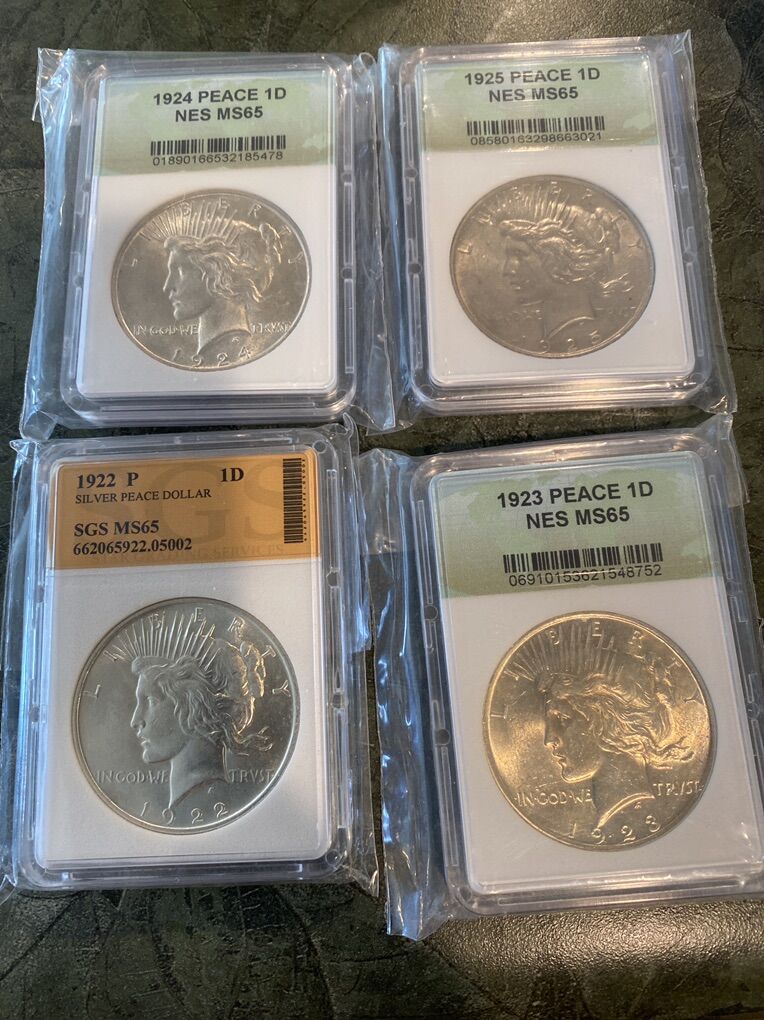 4 Peace Dollars  MS65