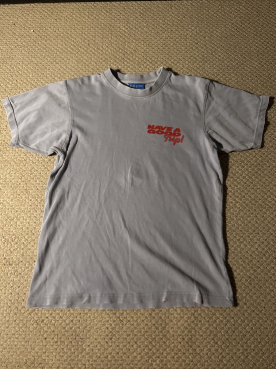 BLUE BISON Tee (Have a good trip!) on the back of the tee.