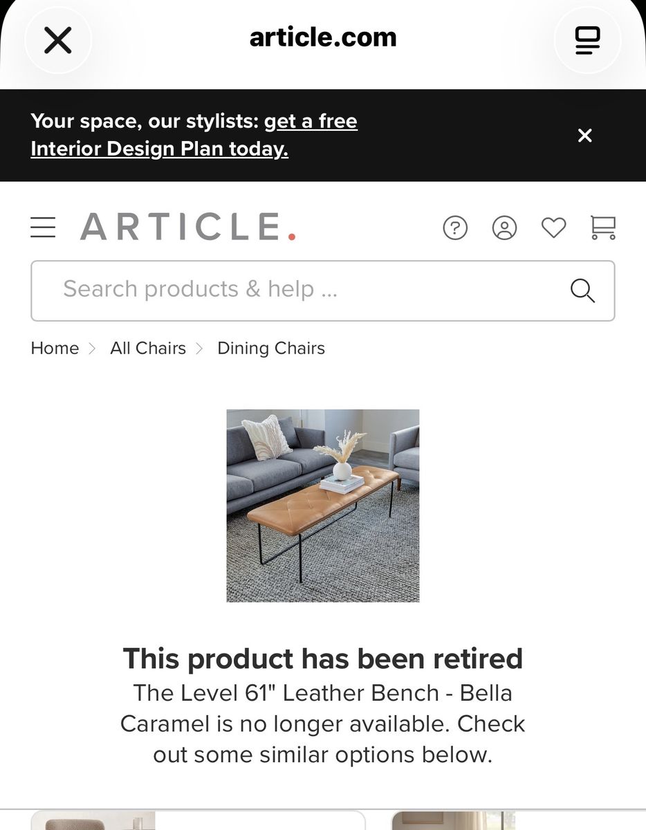 Article Level 61" Leather Bench in Bella Caramel