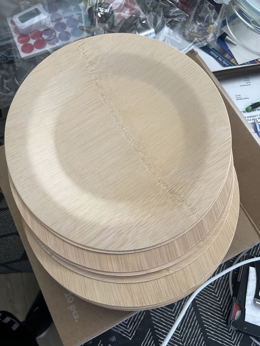 Set of 20 Bamboo Disposable Plates - Eco-Friendly Dinnerware as well as the matching spoons, forks, and knives !