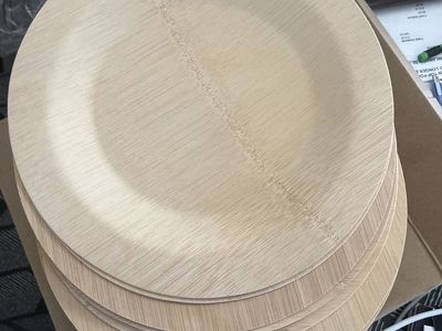 Set of 20 Bamboo Disposable Plates - Eco-Friendly Dinnerware as well as the matching spoons, forks, and knives !