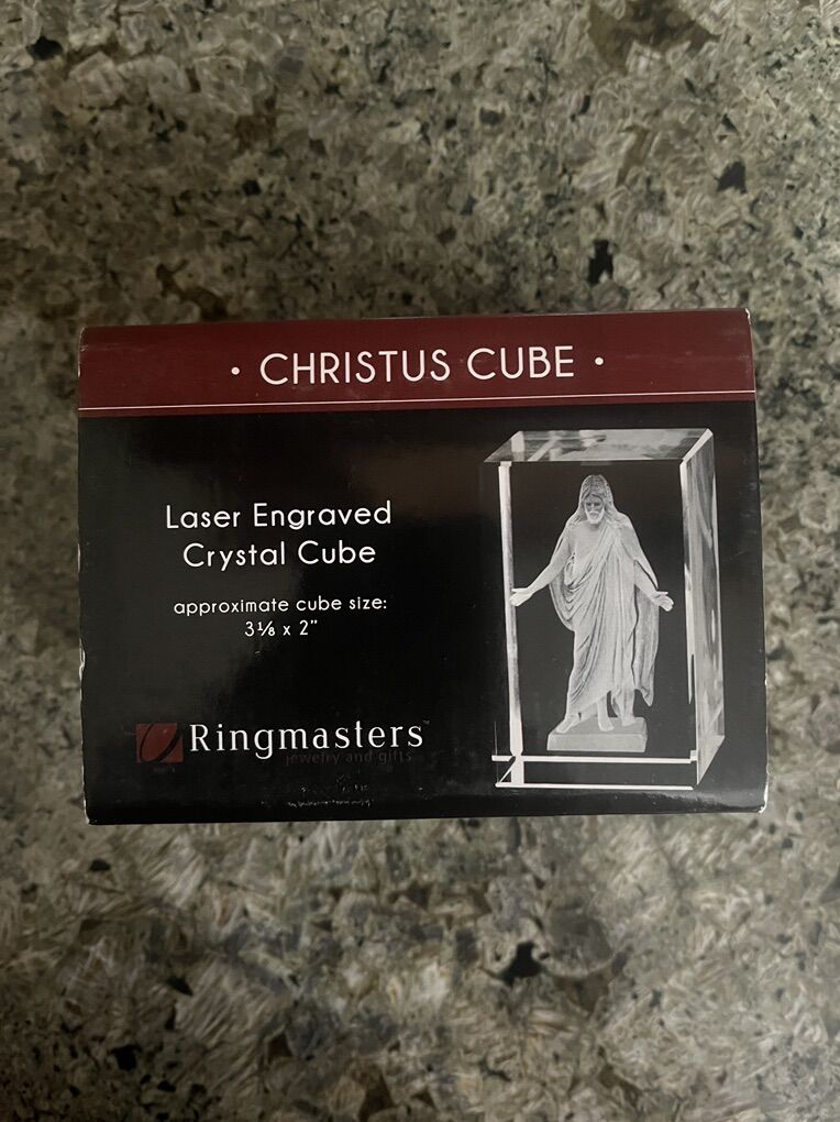 Christus Cube with a Multi-Color Light Rotating Base