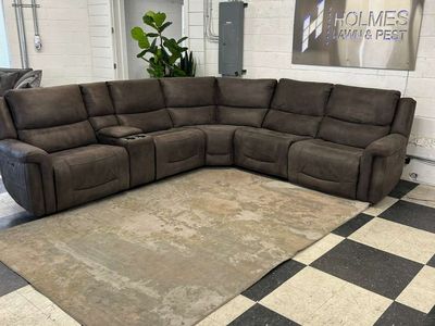 LIKE NEW!! COSTCO CARLIN FABRIC POWER RECLINING SECTIONAL W/ POWER HEADRESTS!!