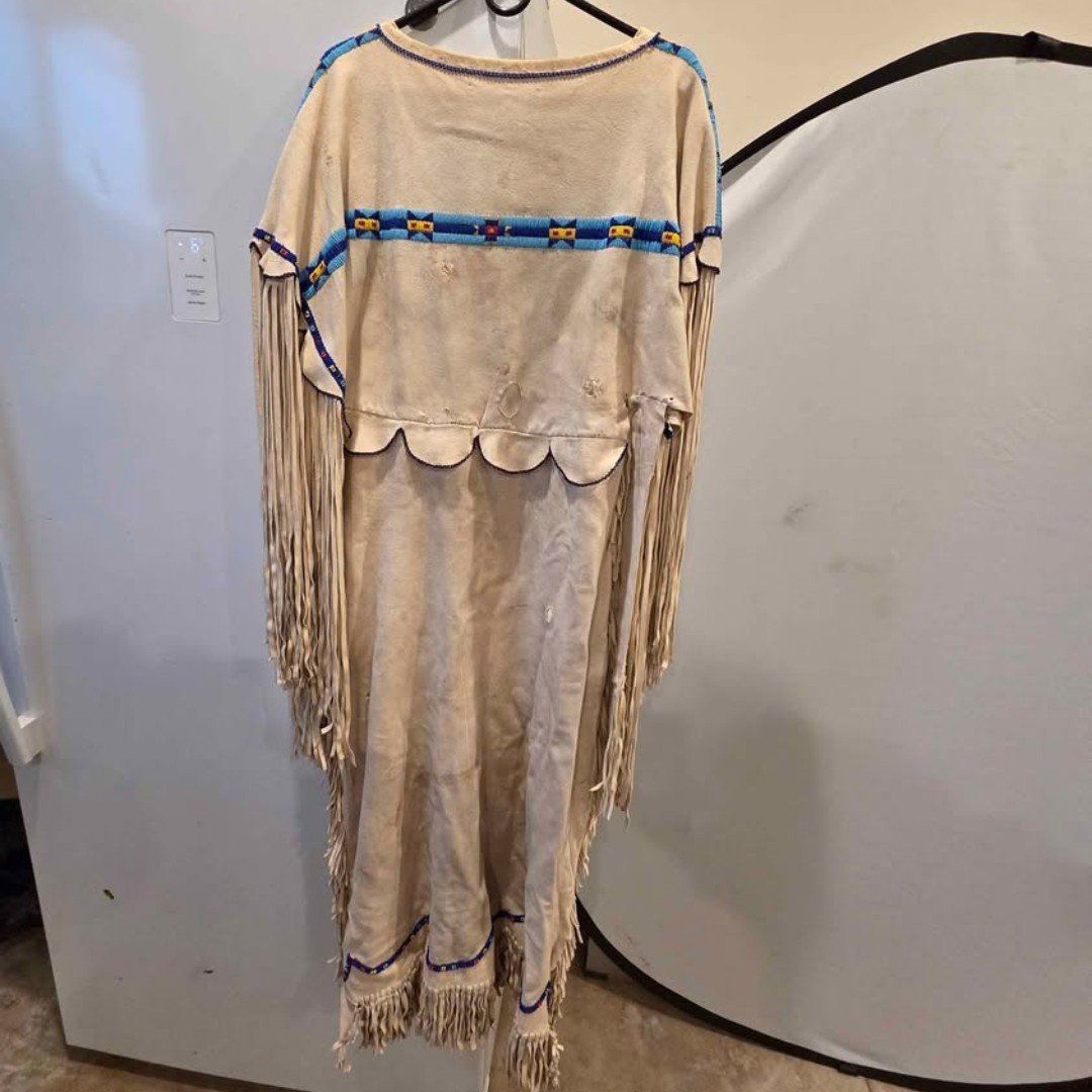Hand made womens native American buck skin dress