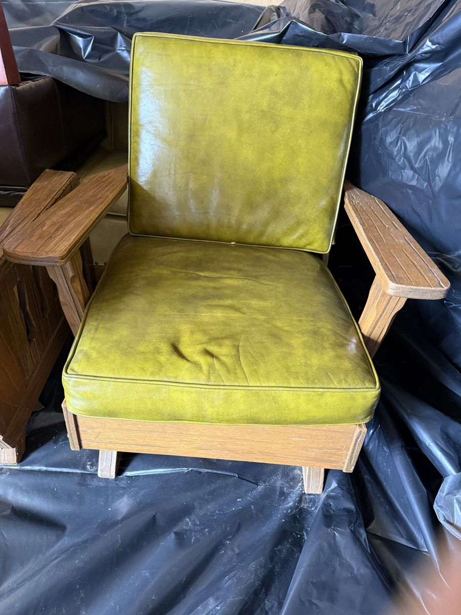 A. Brandt Ranch Oak  Mid-Century Modern Wooden/Leather Armchair
