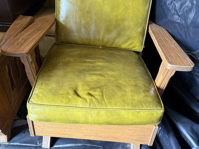 A. Brandt Ranch Oak Mid-Century Modern Wooden/Leather Armchair