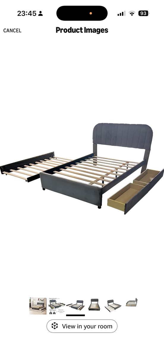 Full size bed frame with trundle