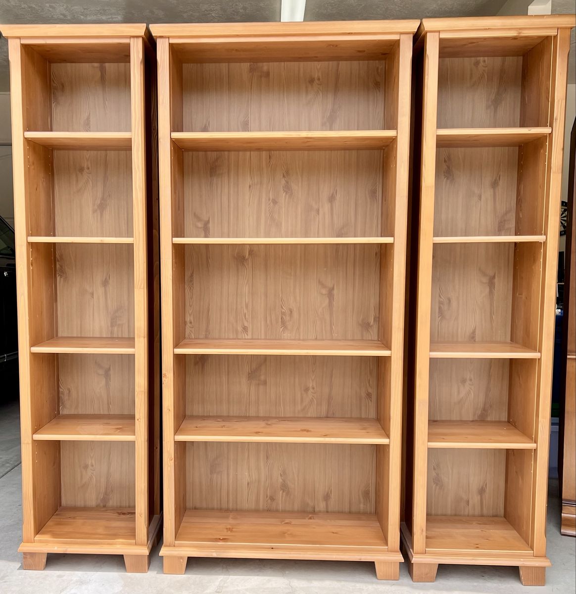 IKEA - Solid Wood Bookcases (Set of 3) - Adjustable Shelves, Natural Wood Finish