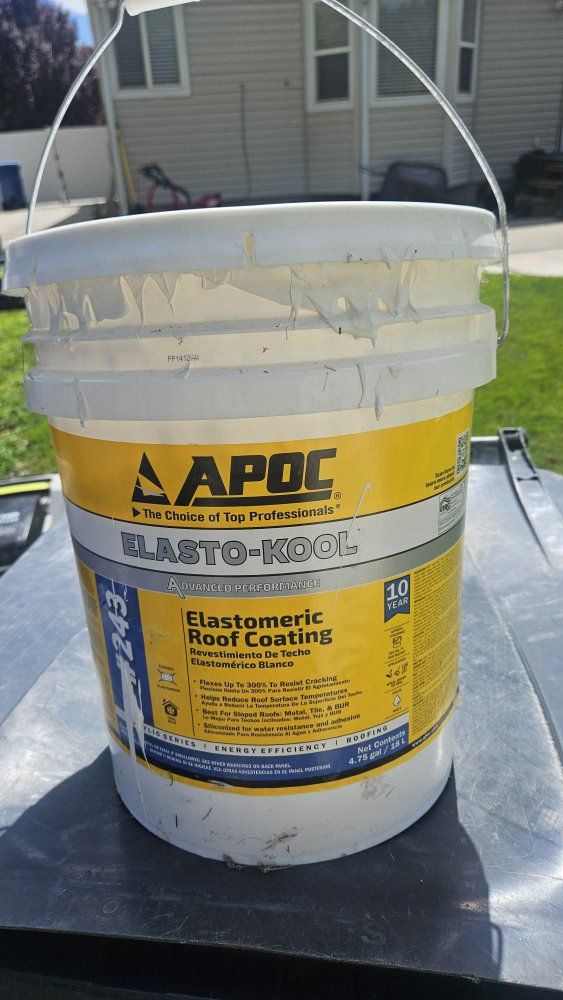 APOC Elasto-Kool #243 Elastomeric Roof Coating, 4.75 Gal, 10-Year, White, Siliconized