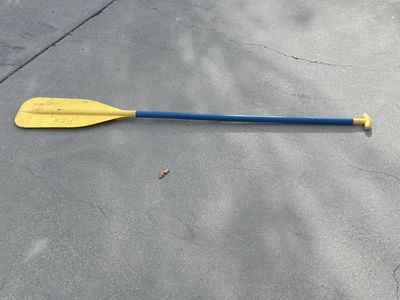 Yellow and Blue Kayak/Canoe Paddle - Good Condition