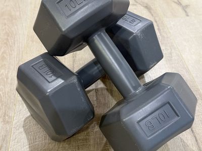 Set of Two 10lb Vinyl Coated Hex Dumbbells