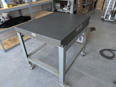 Granite Surface Plate on Rolling Stand, Collins Mirco-Flat 36" X 48"