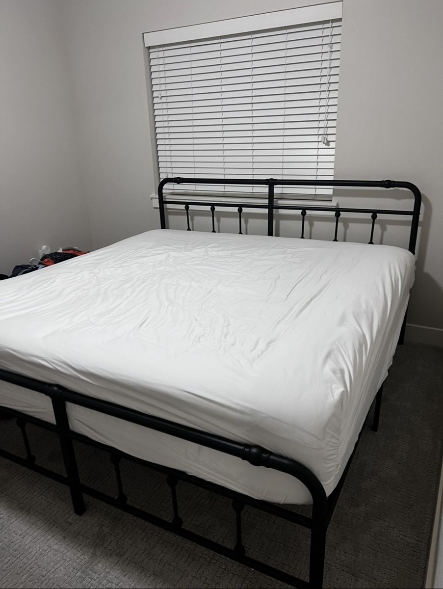 King size bed - mattress & frame with headboard & footboard
