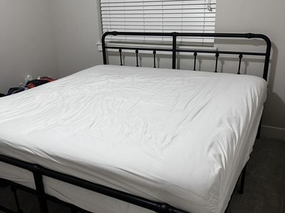 King size bed - mattress & frame with headboard & footboard