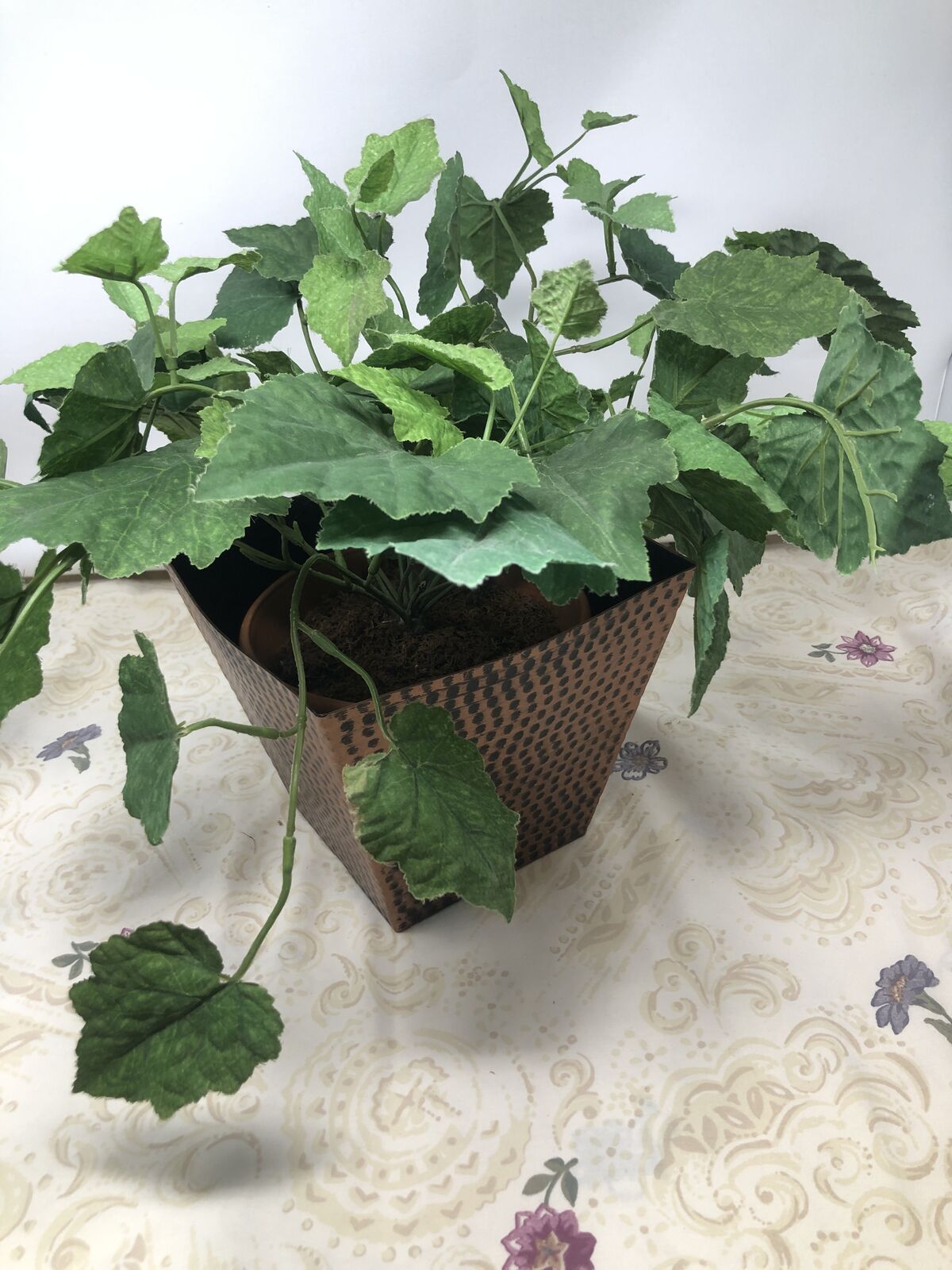 Silk Ivy Plant in Copper Metal Pot