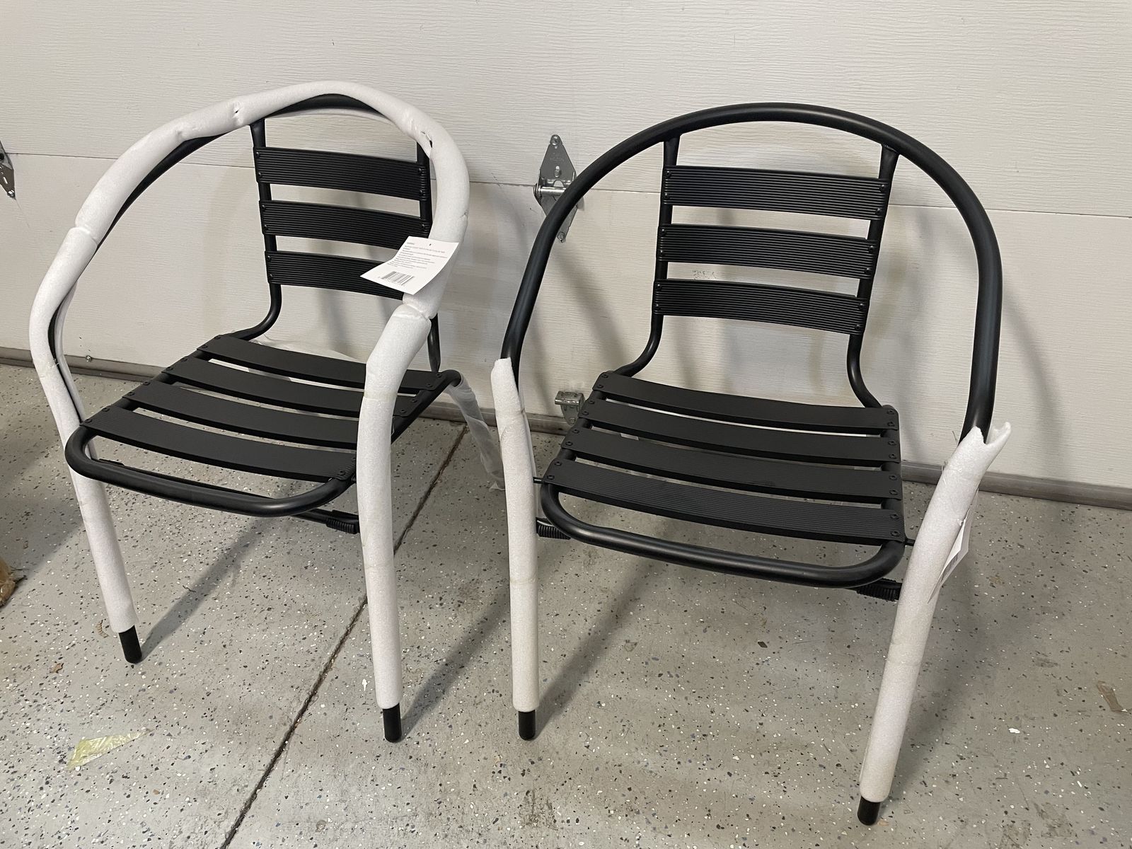 Brand New set of 2, Aluminum Slat Back Stacking Outdoor Restaurant Chair, Black