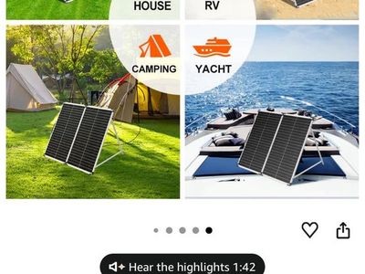 DOKIO Portable 150W 18V Monocrystalline Foldable Solar Panel Kit w/ Controller for 12V Batteries