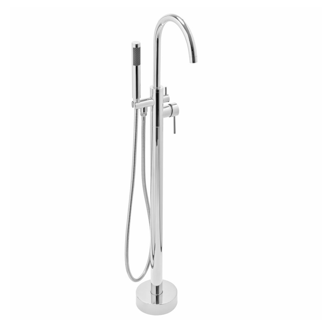 AKDY 1-Handle Freestanding Floor Mount Roman Tub Faucet Bathtub Filler with Hand Shower in Chrome